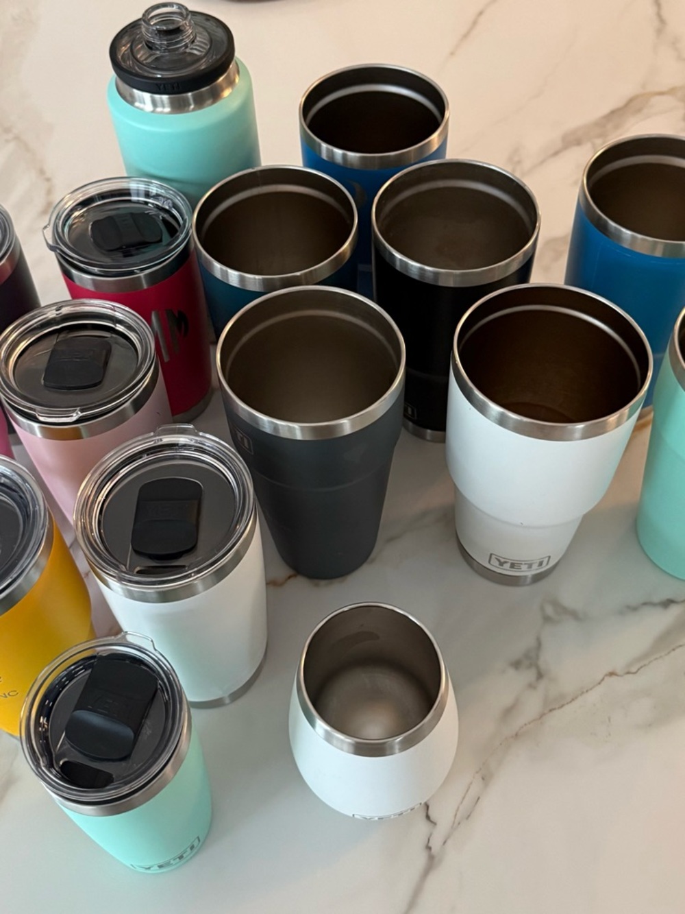 YETI Stainless Steel Tumblers- 16 Piece Assortment of Sizes & Colors
